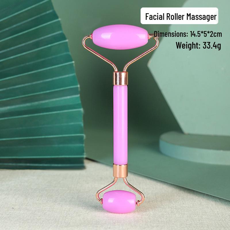 Heart-Shaped Rose Quartz Dual Roller & Massage Board Set - Non-Jade White Facial Tool