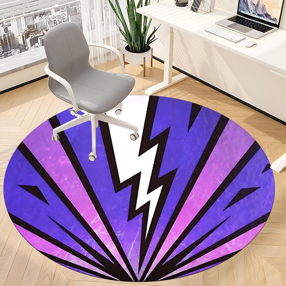 1PC Lightning Bolt Office Round Rug, Non Slip, Soft and Durable Office Rug for Interior Decoration, Perfect for Office