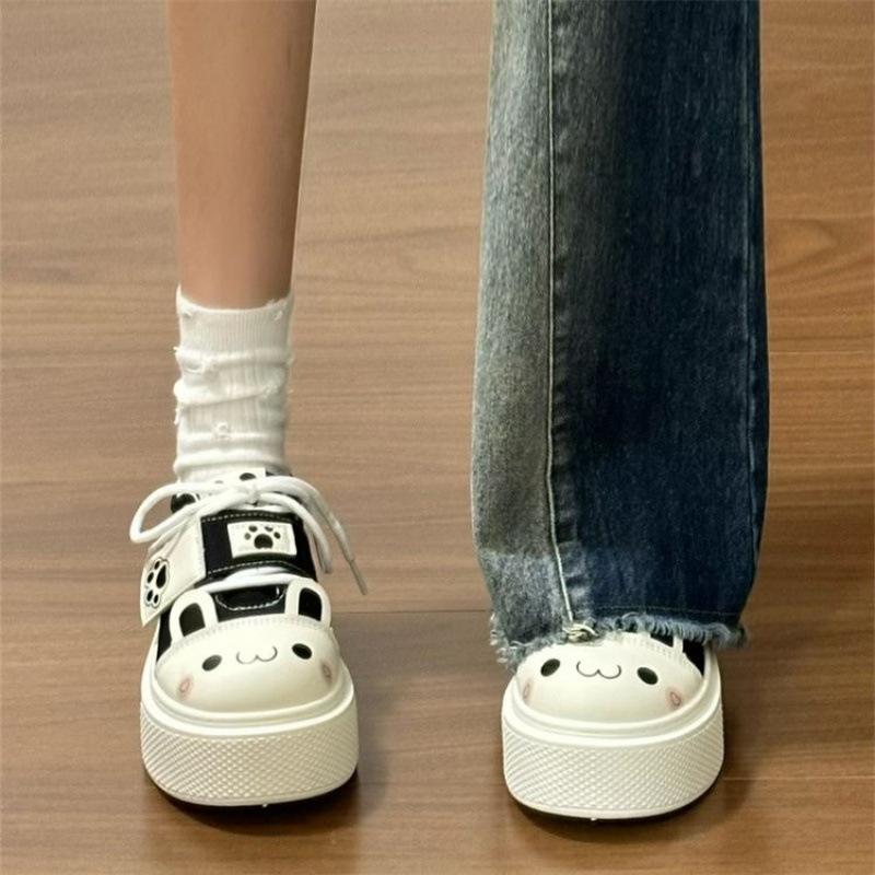 Soft Cute Round House Cute Soft Girl Canvas Shoes Women's 2025 Spring New Comfortable Round Head Sneakers Women