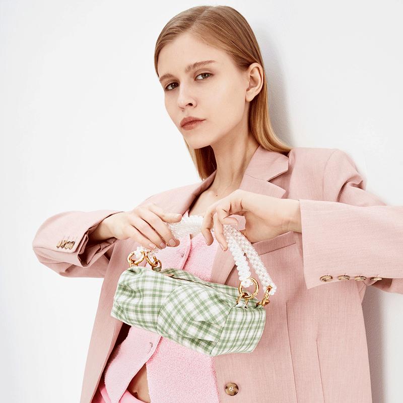 New CHARLES&KEITH Fabric One Shoulder Handbags Small Size Women's Green Green/Pink White Chalk/Black Black CK2-20781781