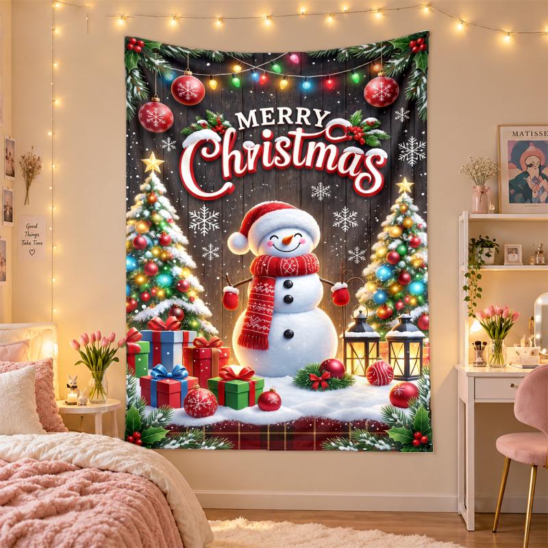 Yatak Odası Oturma Odası Duvar Dekorasyonu İçin Noel Baskılı Duvar Halısı Tatil Hediyesi