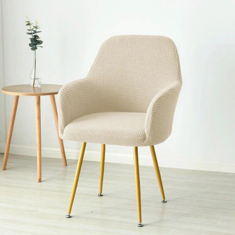 1Pc Solid Color Polar Fleece Dining Chair Covers Elastic High Arm Armchair Cover Removable Stretch Office Seat Slipcover Home
