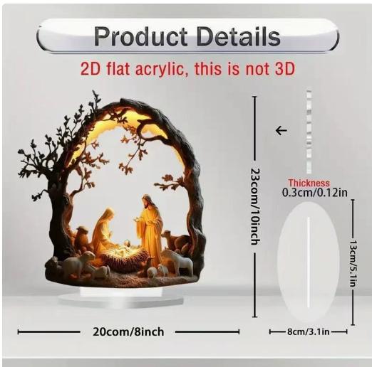 

2D Flat Acrylic Home Decoration Ornament for Living Room Entryway Table Desktop Display Piece with Detailed Design and Stable Base One Size