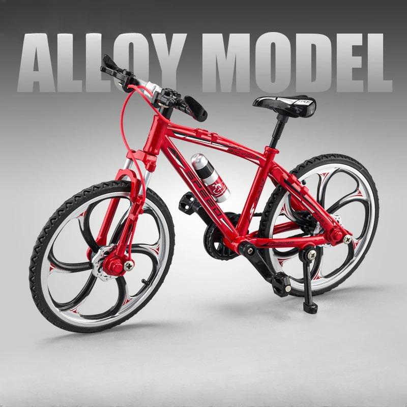 1:8 Flat Folding Mountain Bike Model Toys Alloy Diecast Bicycles Front Wheel Steering Rubber Tires for Boys Educational Toys