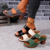 Fashion Women Summer New Simple Solid Color Square Root Anti-Slip Sandals Daily Casual Vacation Beach Flip Flop Zapatos De Mujer