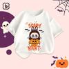 Children's Halloween T-shirt, Children's Halloween Costume, with a Unique Labubu Print Girl Round Neck Short Sleeved Top