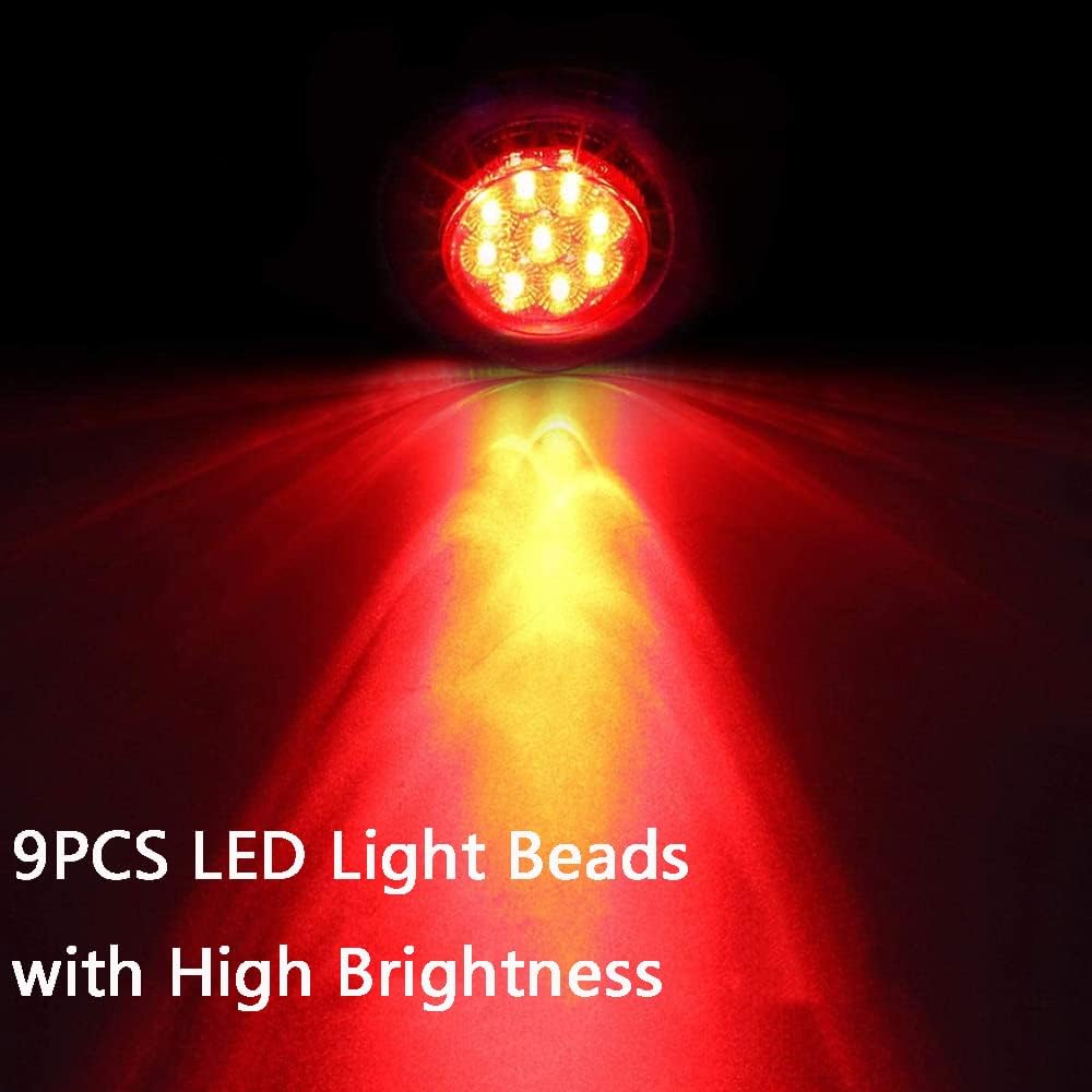 MACHSWON 2PCS 2" Round Red Side Marker Lights with Smoked Lens Universal for 12V Trailers Trucks Vans etc. IP67 Waterproof Led Clearance Marker