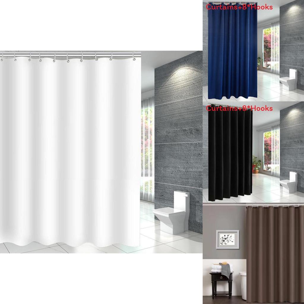 Soft Microfiber Fabric Shower Liner Waterproof Shower Curtain For Guest Rooms And Apartments
