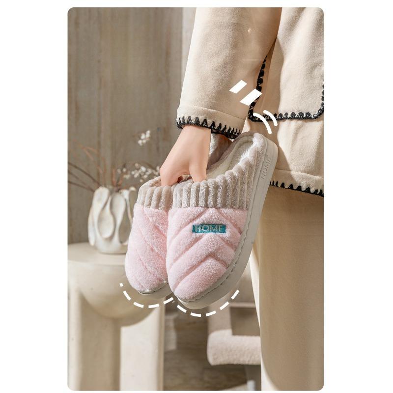 Home Cotton Slippers for The Female Couple, Indoor Thick-soled Shoes for The Male Couple