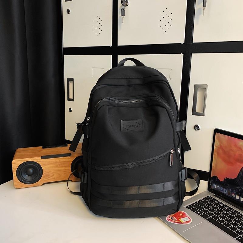Schoolbag Backpack Male Simple Large Capacity Junior High School Student Schoolbag Trendy Cool Hong Kong Style Couple Leisure Travel Backpack