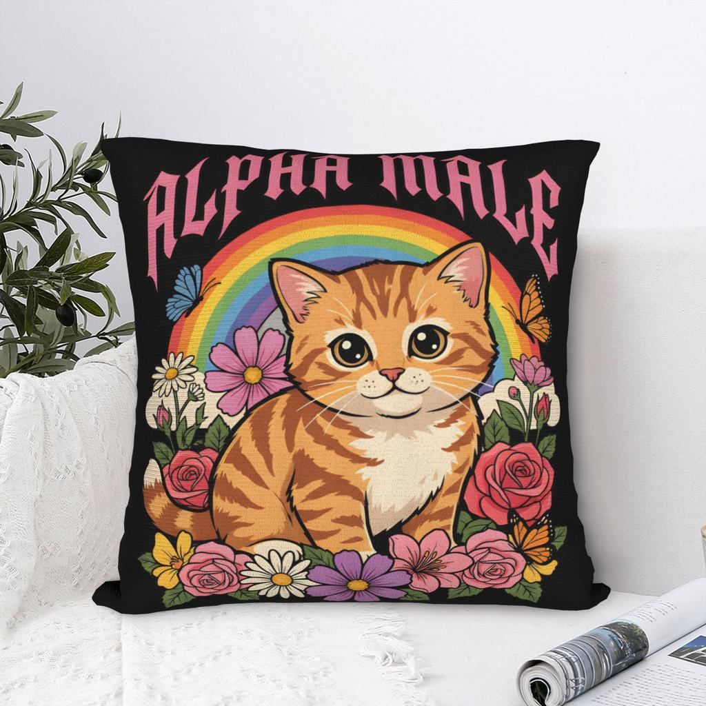 Decorative Pillowcases Alpha Male Cat Kitten Funny Merch Car Pillow Case Cover Square Multiple Sizes