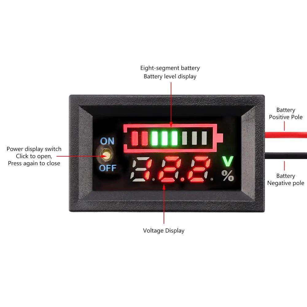 12V Car Lead Acid Battery Charge Level Capacity Indicator 2S 3S 4S LED Battery Capacity Meter 8.4V 12.6V 16.8V Voltmeter Tester