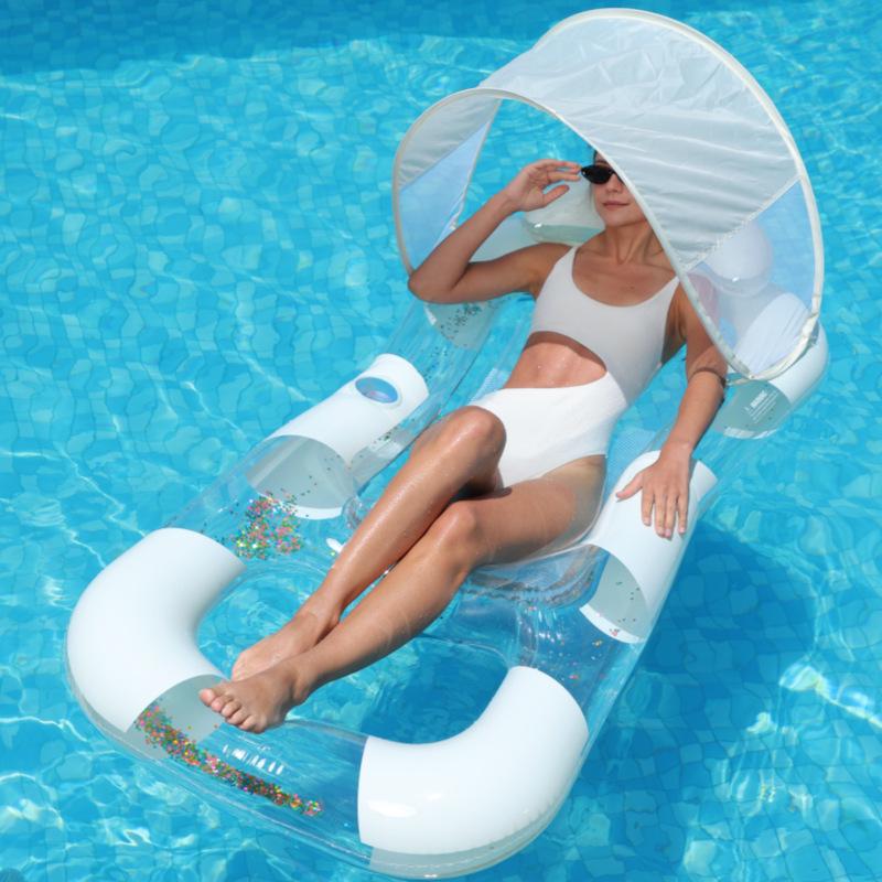 Inflatable Floating Hammock with Armrests & Backrest - Outdoor Mesh Recliner for Adults