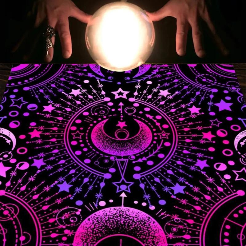Tarots Card Tablecloth Altars Cloth Mysterious Moon Astrologys Tablecloth Table Mat Square Divinations Tapestry