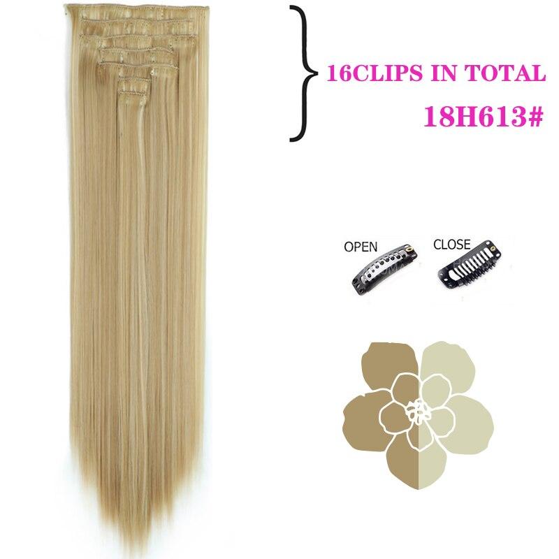 MISSQUEEN Long Straight Clip In Hair Extensions Synthetic Hair Synthetic Clips In Hair Extensions Heat Resistant 7Pcs/set 16Clips