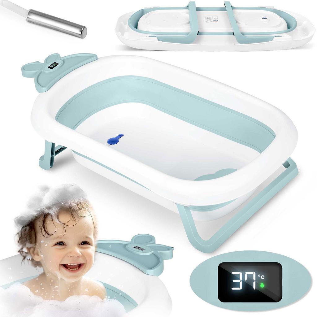 Baby bathtub with thermometer RK-282 white and blue