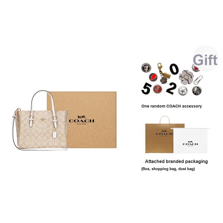 Coach Mollie Classic Monogram Zip Closure Tote Bag Women tote bags Khaki White C4250-IMDQC