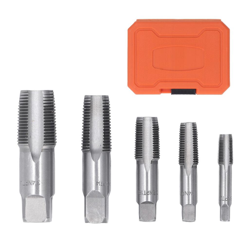 5 Piece NPT Pipe Tap Set Sizes Included 3 4 1 2 3 8 1 4 1 8inch Carbon Steel Threading Plumbing NPT Tap Set with