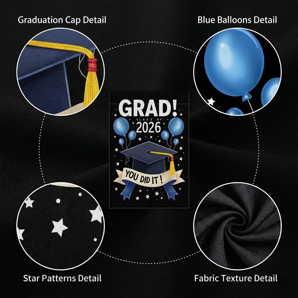 Graduation Garden Flags, Campus Graduation Party Decorations, Hanging Flags, Garden Flags