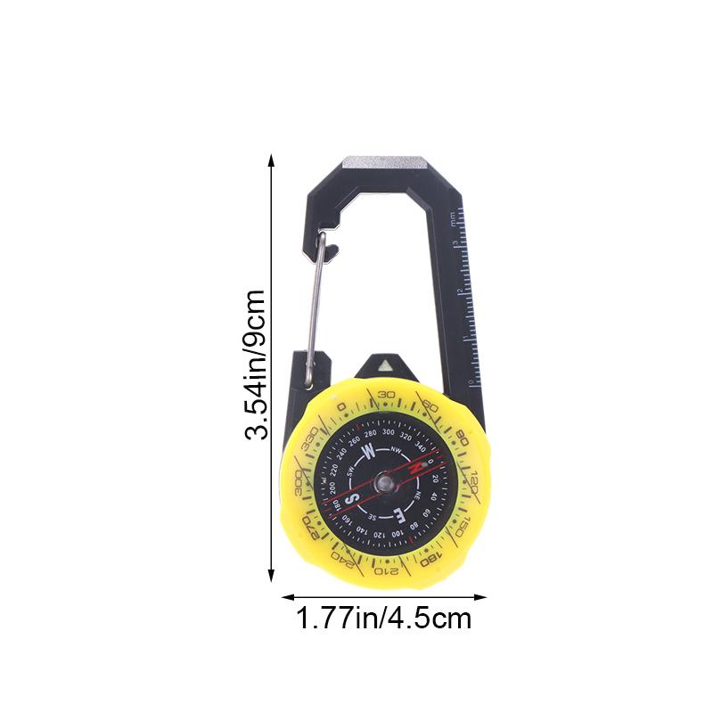 1Pc Luminous Compass Keychain Carabiner Portable Abs Material Directional Guide Sports Off-Road For Hiking Camping