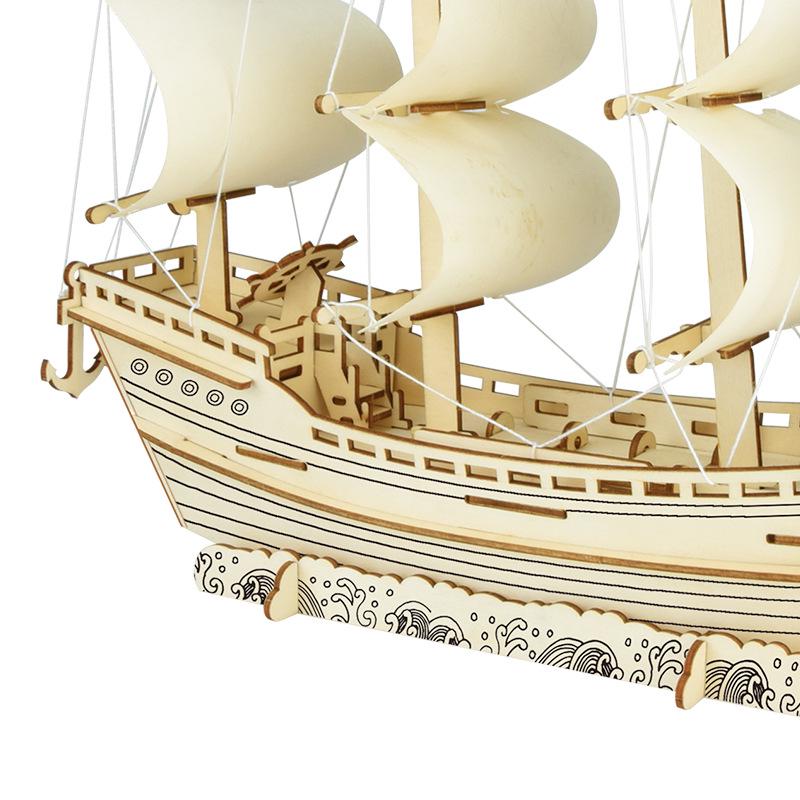 Ming Dynasty Merchant Ship Model 3D Puzzle - Hand-Assembled Building Blocks for Kids