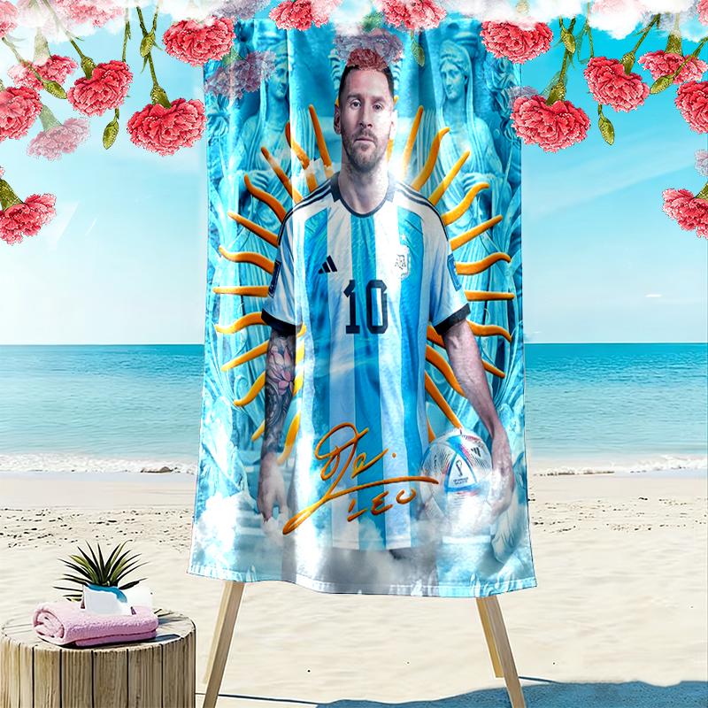 1pc Football Star Messi Beach Towel, Soft Beach Towel Suitable for Beach Swimming, Outdoor Camping and Traveling