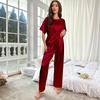 Damen-Schlafanzug-Set in Übergröße, Eisseide, kurzärmelig, für den Sommer, Homewear, lockerer, lässiger Schlafanzug