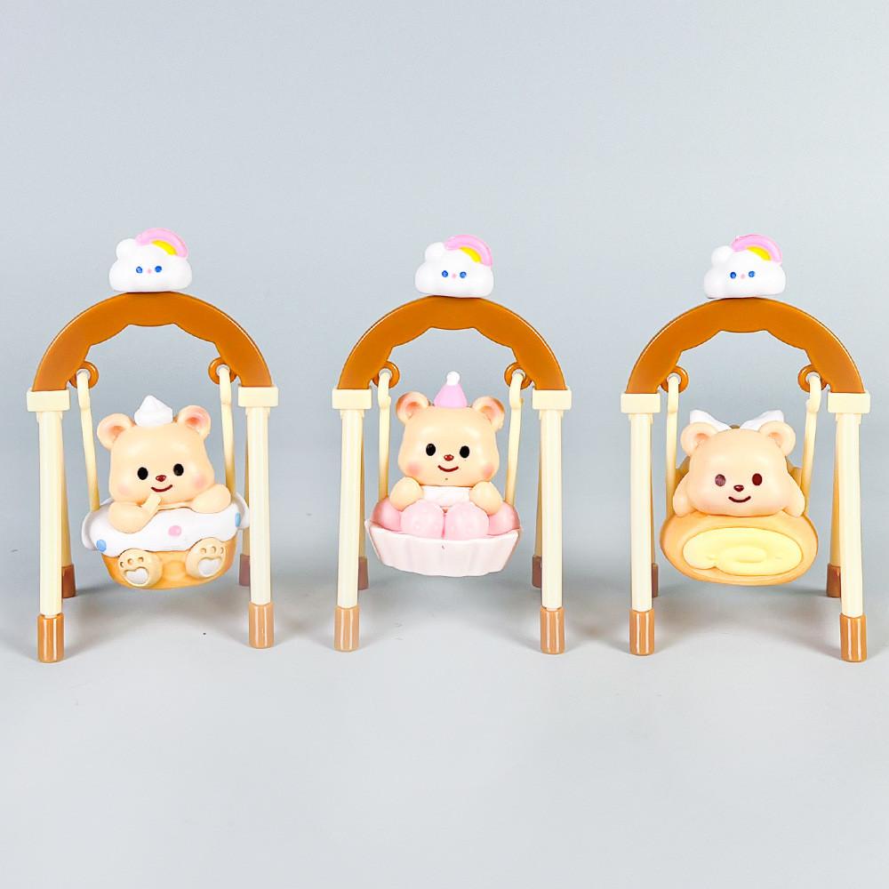 Butter Yellow Bear Swing Action Figure With Pvc Material For Gift And Collection