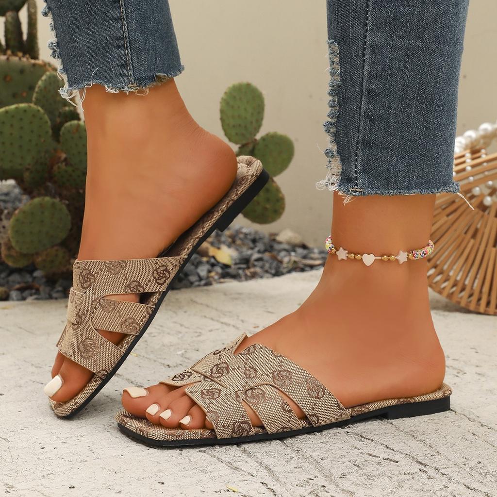 Designer Denim Slippers for Women Shoes Flat Sandals Peep Toe Ladies Casual Slides Female Beach Slippers Woman Luxury Sandals