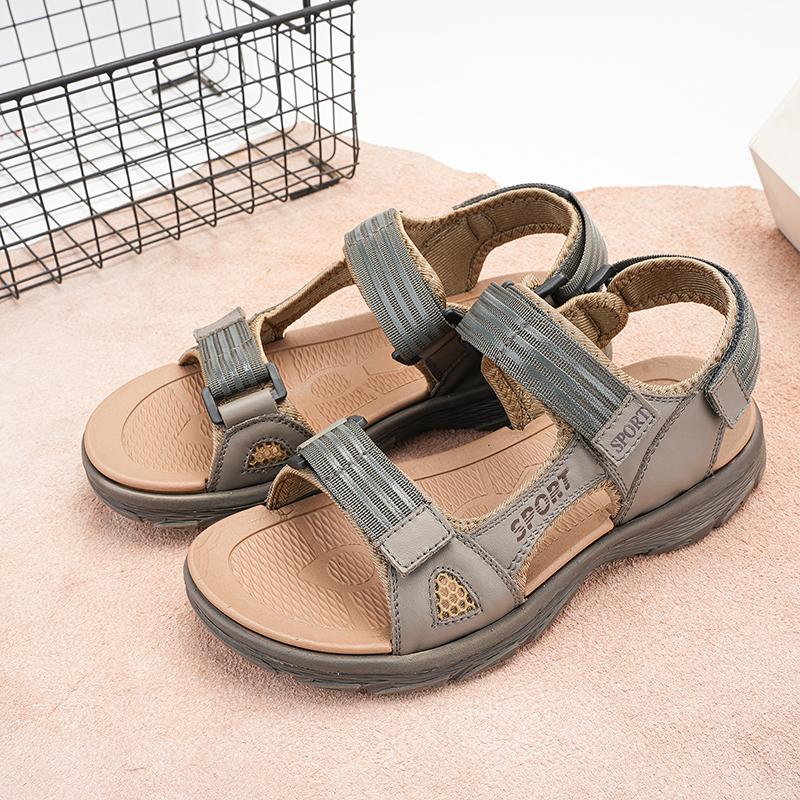 

Men Shoes Leather Men Sandals Outdoor Designer Shoes Men Roman Gladiator Slippers Man Breathable Hiking Sandalias 46 сірий колір