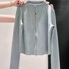 Women's Plus Size Velvet Double Zipper Stand Collar Long Sleeve Slimming T-Shirt - Autumn/Winter Warm Top