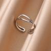 Hollow Double Layer Line Stainless Steel Rings For Women Men Opening Adjustable Gold Color Ring Wedding Fashion Jewelry Gift