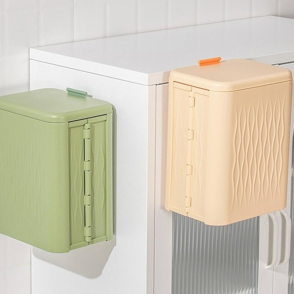 12L Kitchen Garbage Bin Space Saving Plastic Folding Waste Bin Odor Control Detachable Hook Toilet Paper Basket Household Use