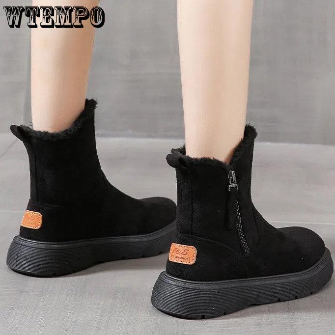 Große Schneestiefel für Damen, kurze Winterstiefel für Damen, dicke warme Baumwollstiefel