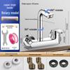 All-Copper Wall-Mounted Double-Hole Faucet for Kitchen and Balcony Sinks with Hot/Cold Mixer