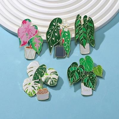 1/5Pcs Metal Kitchen Decor Plant Pot Mini Tropical Leaves Cute Message Sticker Refrigerator Magnets Fridge Magnet
