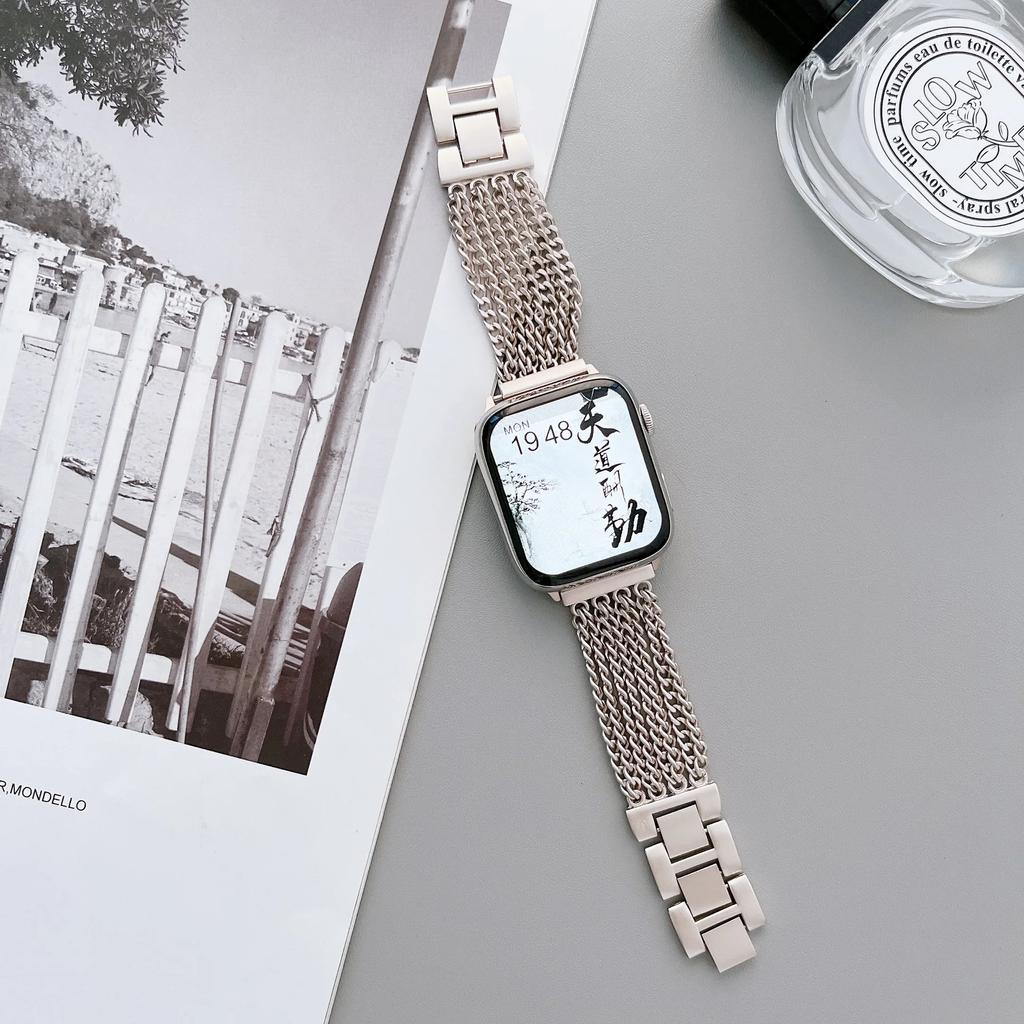 Starlight Stållänkarmband för Apple Watch Series Ultra 8 7 SE 6 5 4 3 49mm Metallarmband IWatch 38 40 41mm 42 44 mm 45mm