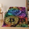 3D HD Bitcoin Money Pattern Flannel Blanket Soft Warm Blanket for Home Bedroom Office Travel Camping Picnic Gift To Friend