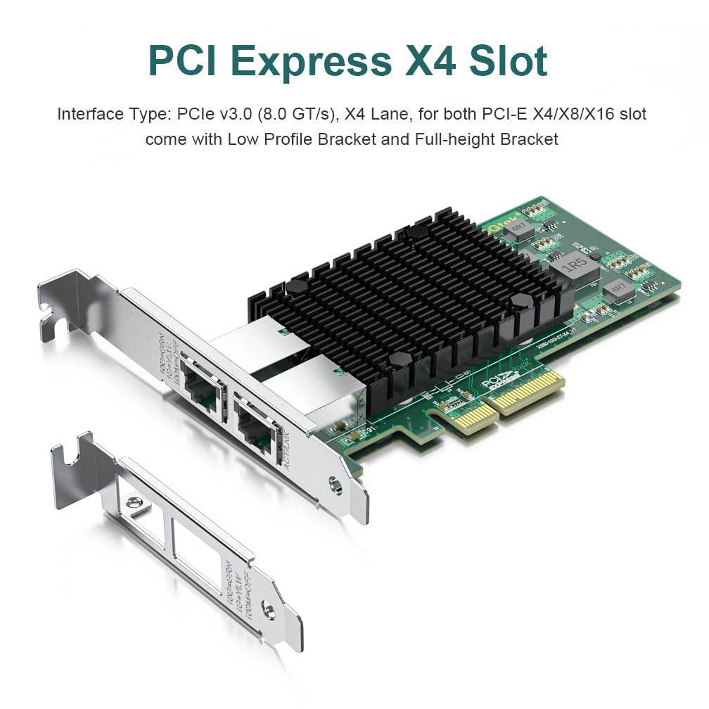 Ipolex 10G Network Card, Intel X550-T2 ELX550AT2 Genuine Chipboard, Dual RJ45 Ports, 10Gbase-T LAN Card, PCI-E3.0 X4/X8/X16, for PC Servers