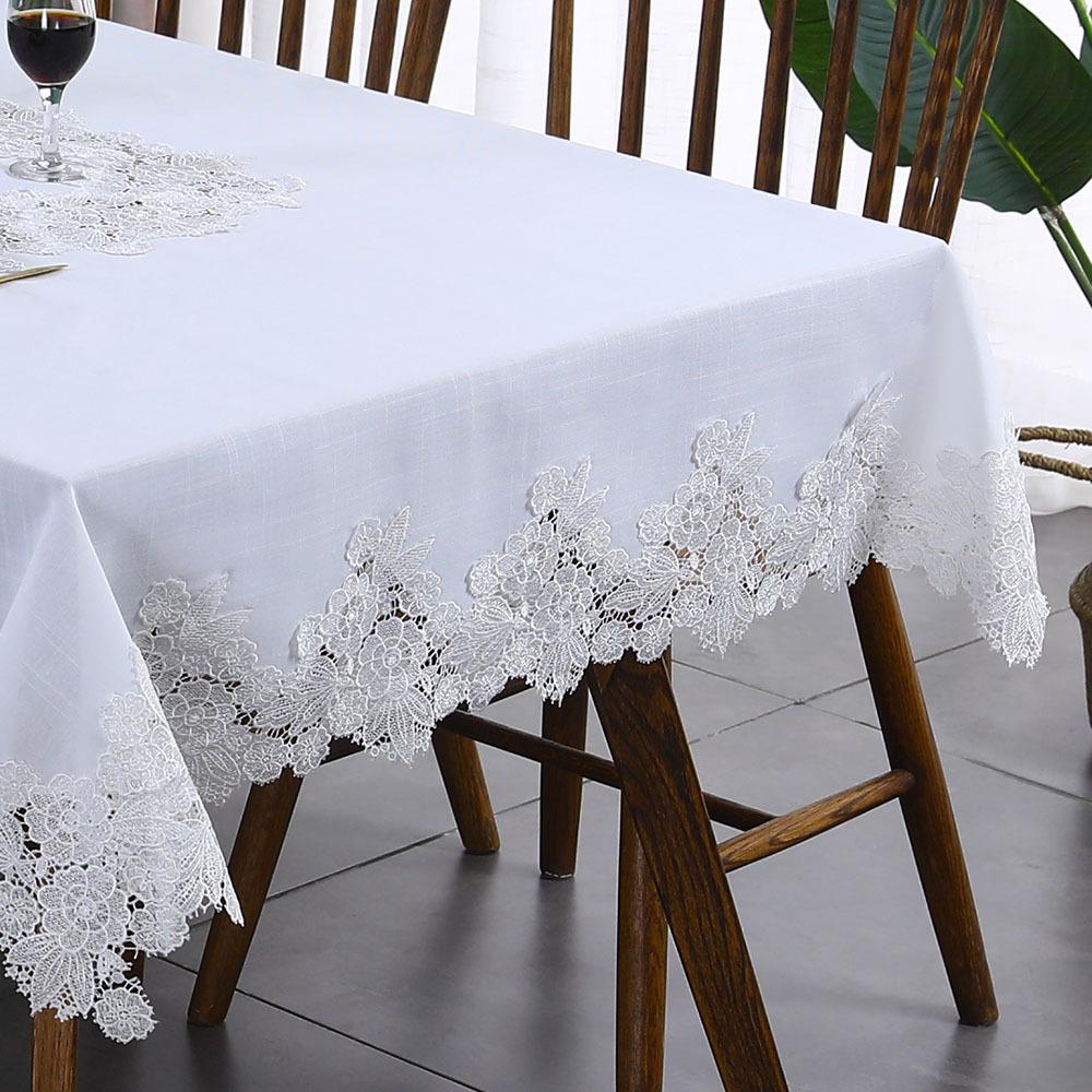 White Lace Tablecloth Modern Simple Coffee Table Dust Towel Mat for Home Decor and Household Use