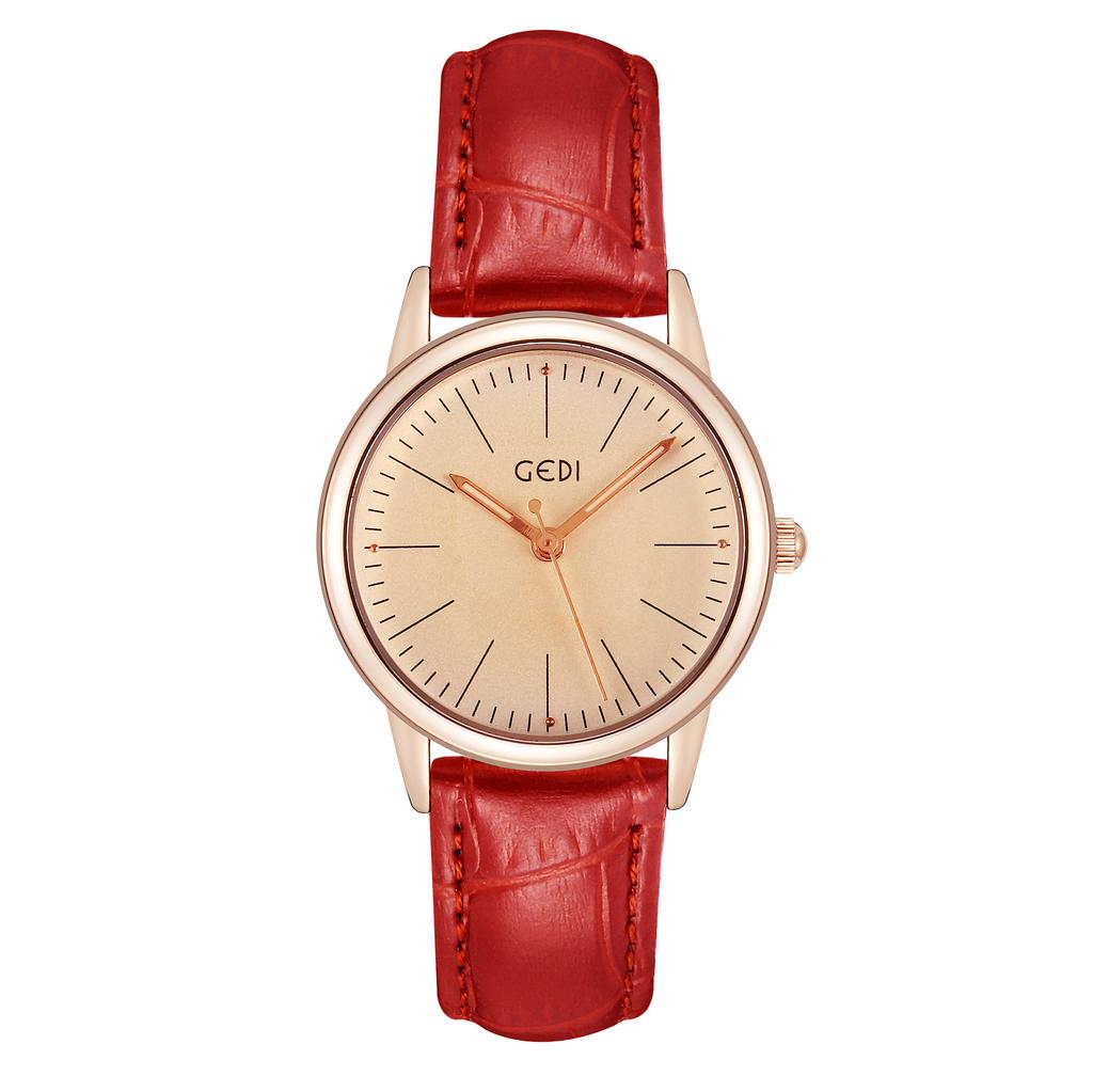 Simple And High-Value Women'S Watch, High-End Leather Bamboo Strap Watch, Women'S Quartz Watch