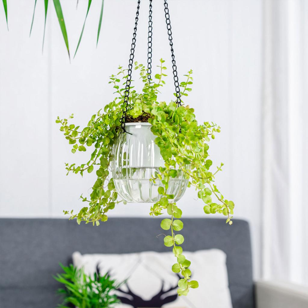 Hanging Self Watering Planter Plastic Resin Hanging Basket with Visible Water Level for Indoor Outdoor Plants