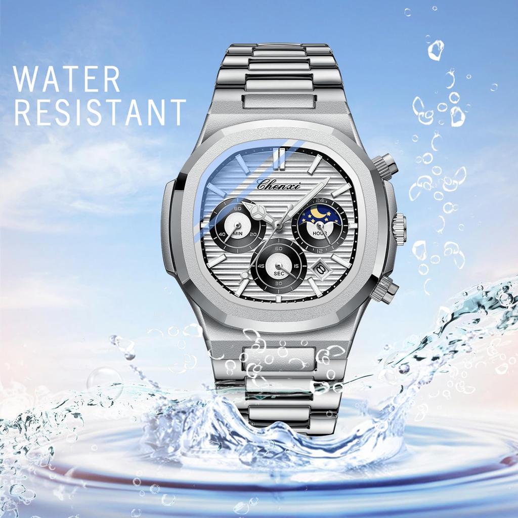 Stylish Waterproof Watch with Small Analog Luminous Stainless Steel Quartz Fashion Accessory Perfect for or As a Boyfriend Gift Men's Seconds