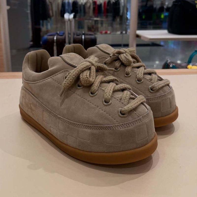 

Leather fat bun bread shoes for men and women s spring and autumn new casual sports couple shoes platform heightening board shoes 40