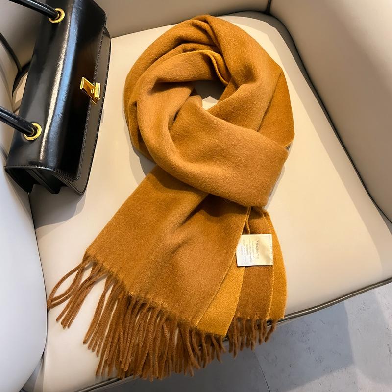Gradual change color pure wool scarf women's winter versatile tassel long double-sided color large shawl dual-purpose new
