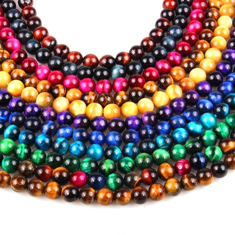 A-Grade Colored Tiger Eye Round Loose Beads for DIY Jewelry Making