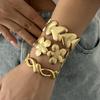 Vintage Roestvrij Staal Bloem Hart Armband Voor Vrouwen Goudkleurig Onregelmatig Geometrisch Manchet Armbanden Armbanden Esthetische Sieraden