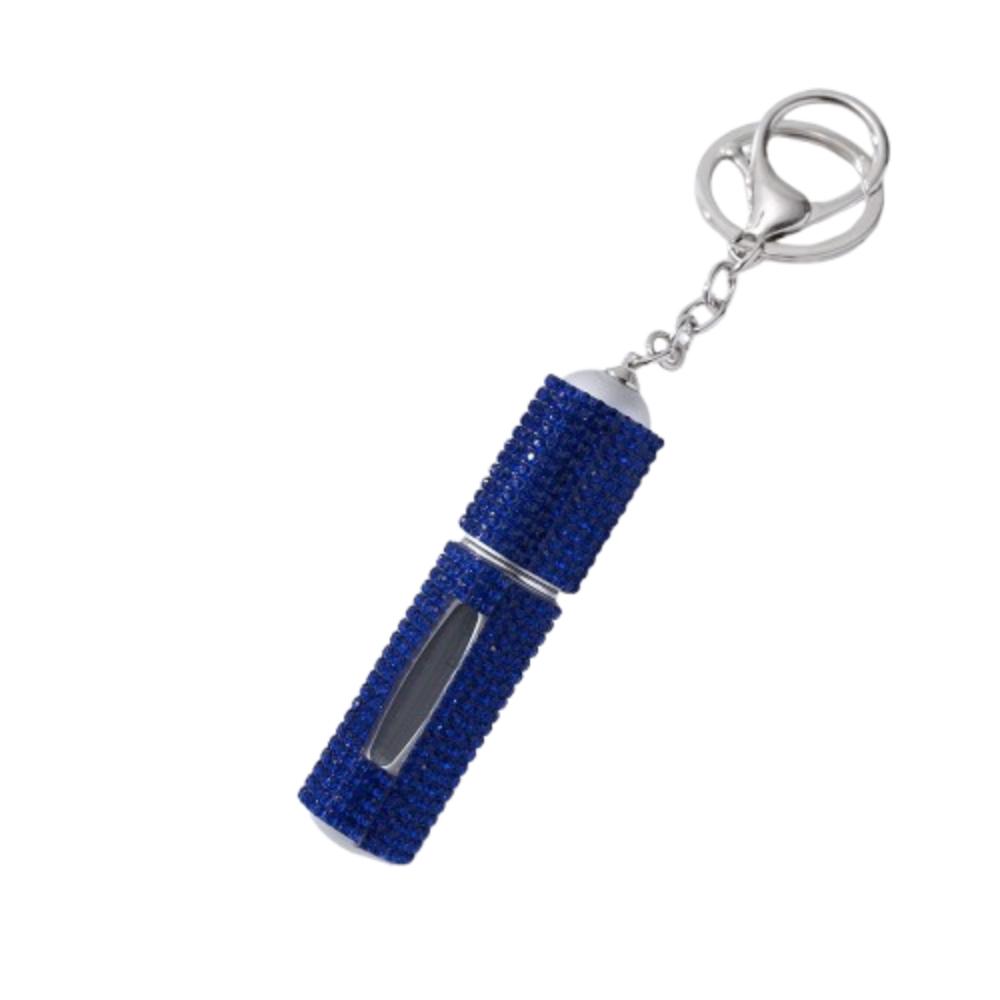 Exquisite Bottom Refillable Keychain Bottle 5ml Crystal Key Ring Atomizer Rhinestone Portable Spray Bottle For Travel