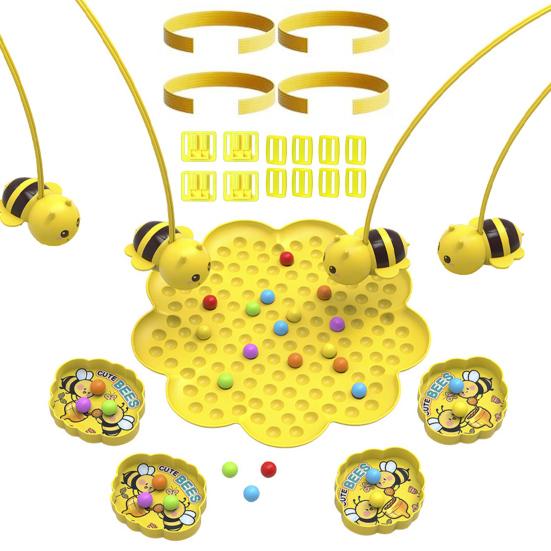 Bee Bean Picking Fishing Game Magnetic Bead Catcher Tabletop Game with Headband Kids Parents
