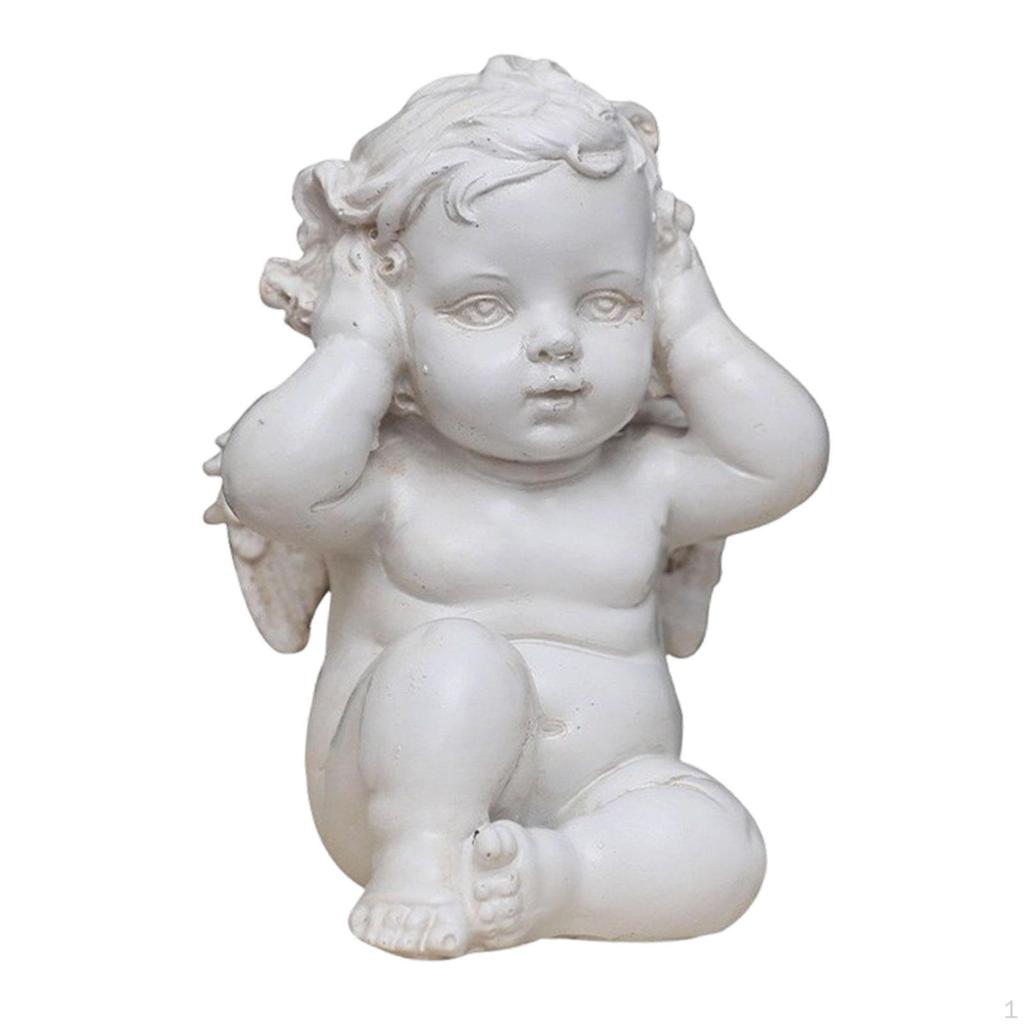 Angel Statue Resin Sculpture Decoration Retro Nordic Style Desktop Ornament for Living Room